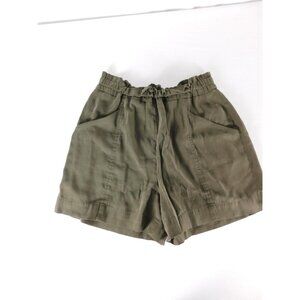 Simply Vera Vera Wang Shorts Womens M Green Rayon Paperbag Drawstring Pockets